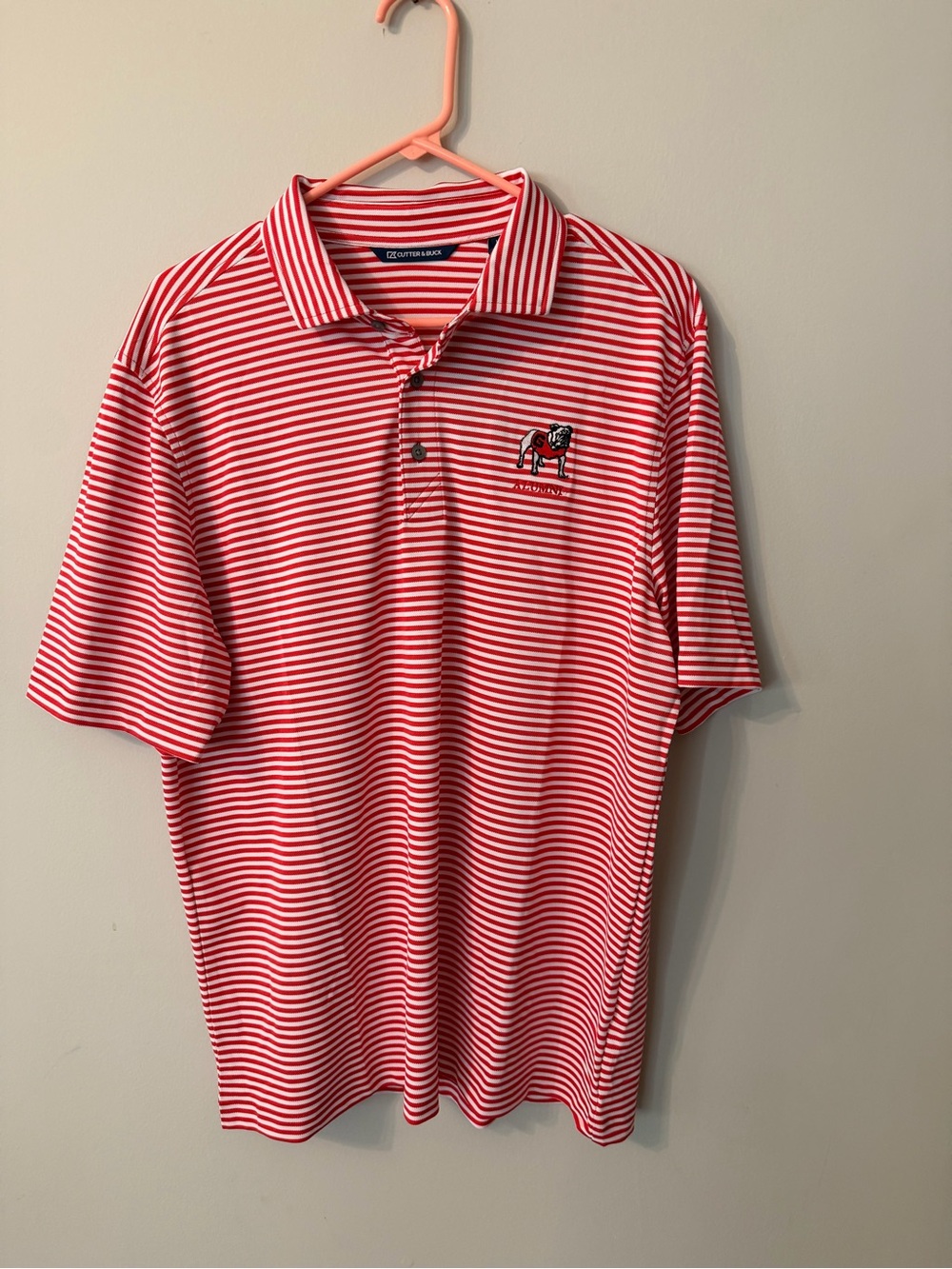 Cutter & Buck UGA Georgia Bulldogs Alumni Striped Polo L NWT